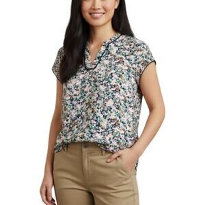 41 Hawthorn Women’s Short Sleeve Blouse Floral Multicolor V Neck Top NWT Small